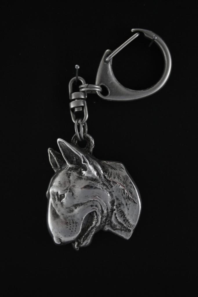 Bull Terrier, Bully II - Silver-plated Key Ring with a Dog In a Gift Box, Handbag Decoration, Backpack Pendant by Art-Dog Brand