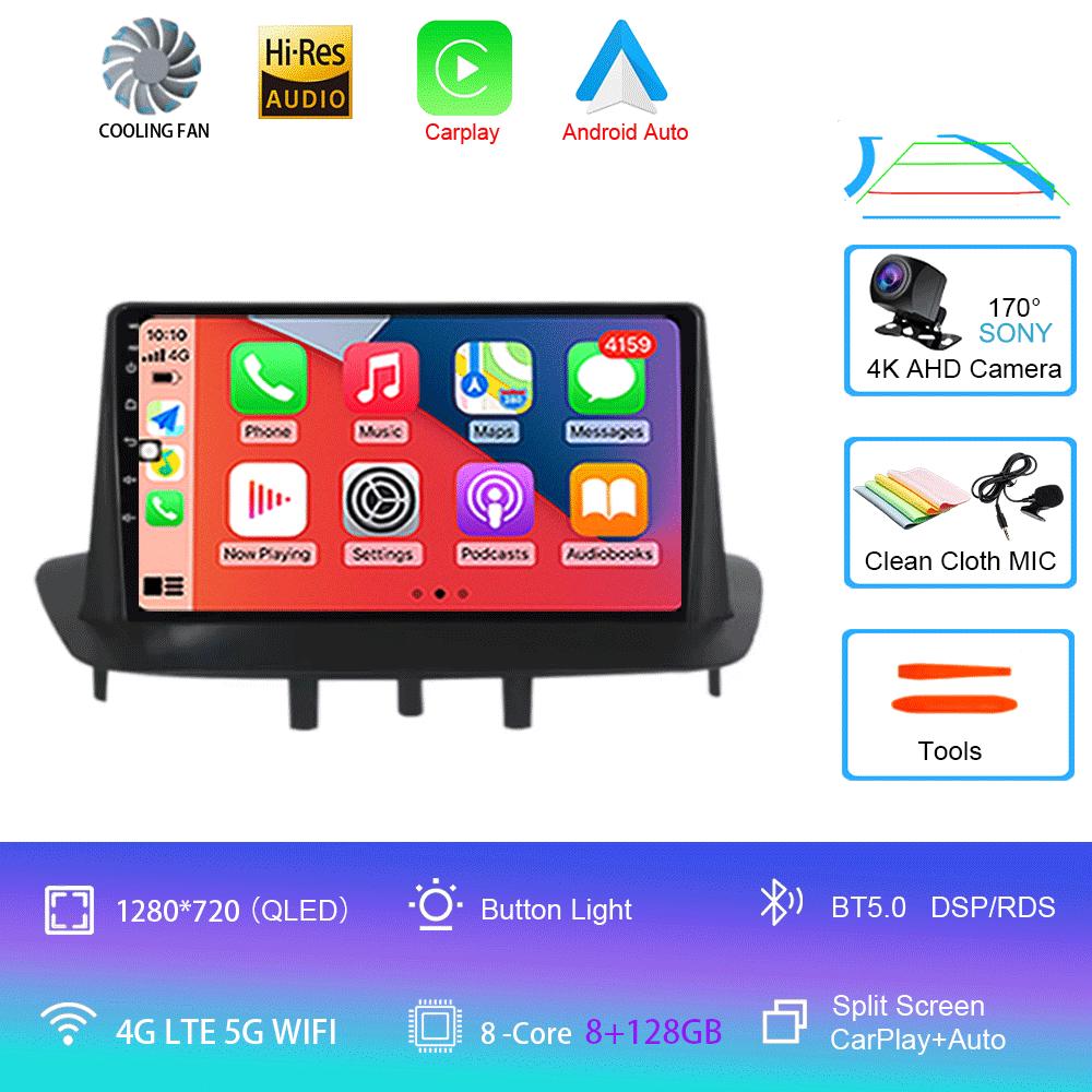 Автомобильное радио Android 14 для Renault Megane 3 Fluence 2008-2014 Мультимедийный видеоплеер Навигация Стерео DVD Carplay Головное устройство WIFI