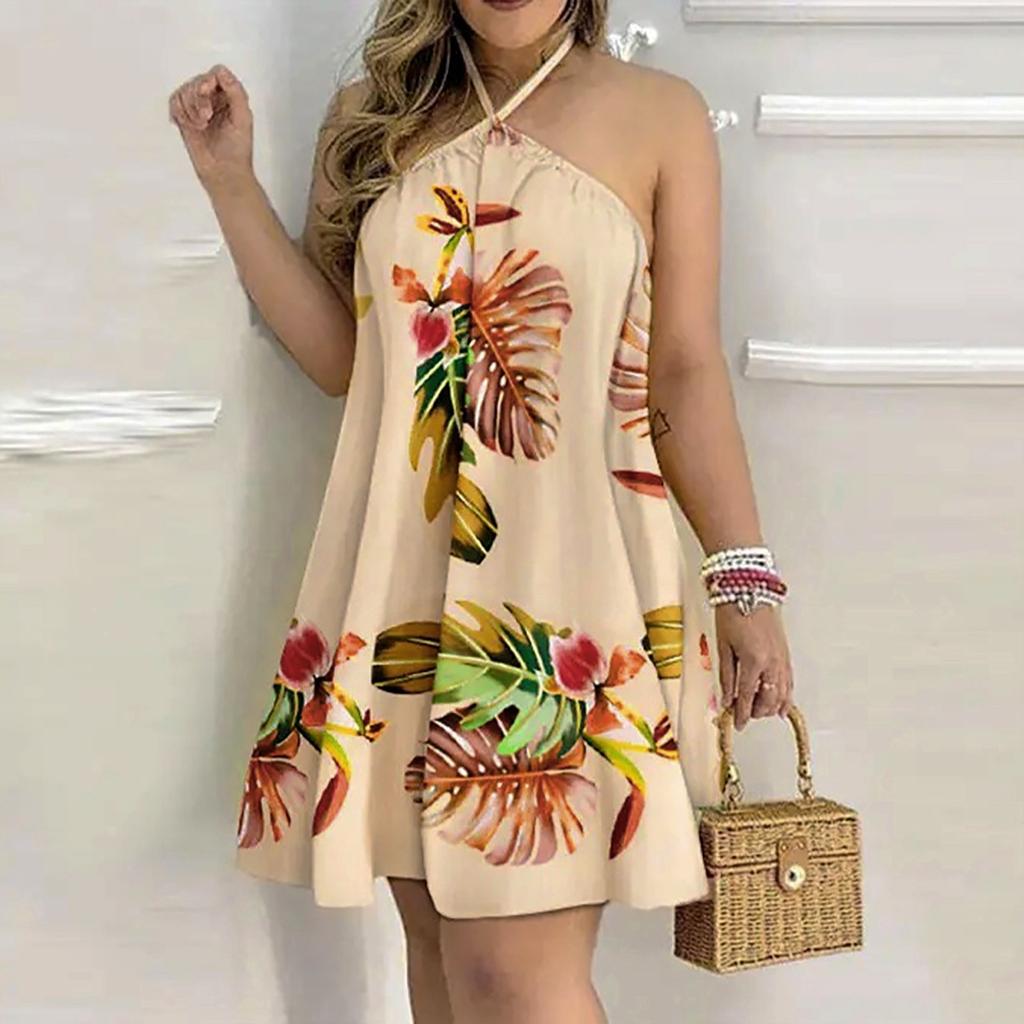 Женское летнее повседневное свободное платье с открытыми плечами и завязками