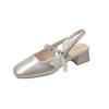 White Mary Jane Sandals Female 2025 New Fairy Style Bag Head Thick Heel Pearl Ribbon with Skirt High Heels
