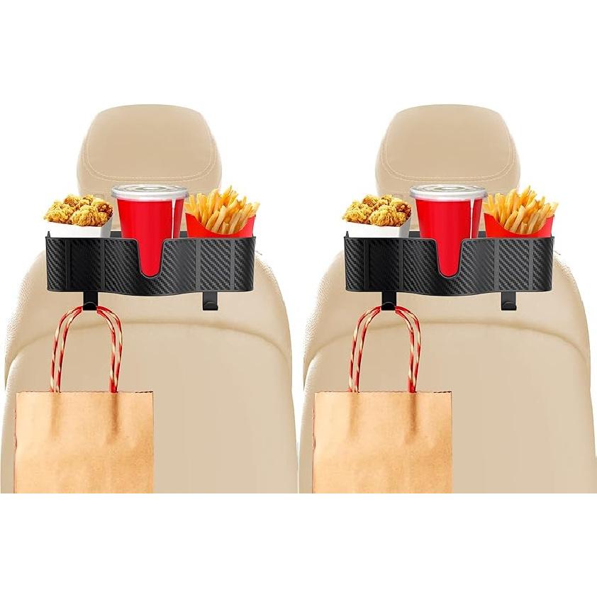 3-In-1 Car Headrest Backseat Organizer With 3.7" Backseat Cup Holder For Car, Seat Back Organizer With Hooks