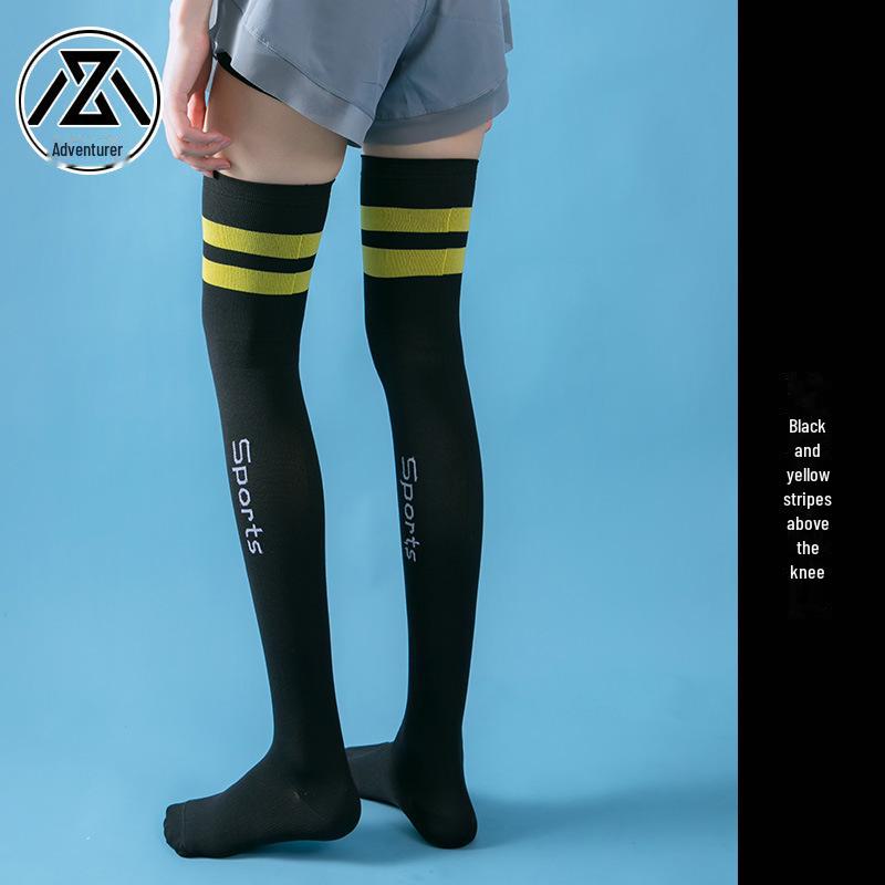 Trendy Over-the-Knee Compression Socks for Fitness, Yoga, Aerobics & Running - Stylish Two-Bar Design