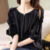 Повседневная однотонная блузка с оборками, с вырезами, стильная одежда для женщин с открытыми плечами, летняя универсальная рубашка свободного кроя с круглым вырезом