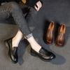 Lefu Shoes Women 2024 Весна и осень Ручная работа из воловьей кожи Мягкая подошва Одиночные туфли Модные ленивые туфли женские ретро