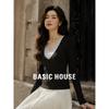 Женская футболка Basic House с V-образным вырезом, длинным рукавом и эффектом многослойности