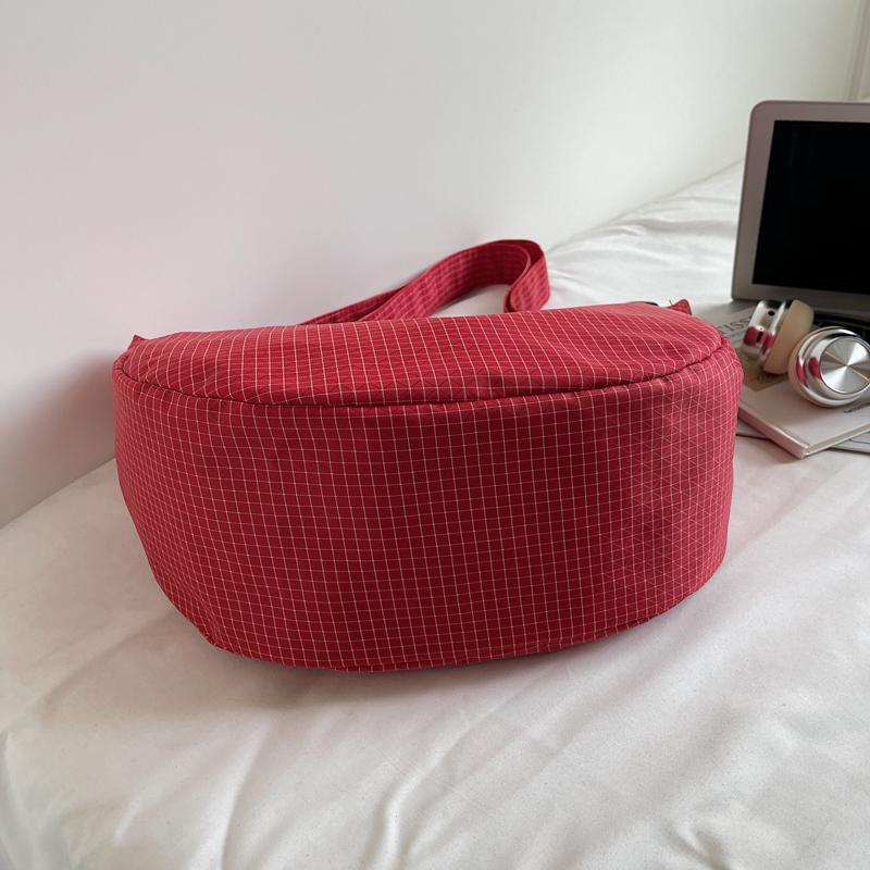 Вместительная клетчатая холщовая сумка женская легкая сумка через плечо кроссбоди сумка-пельмень