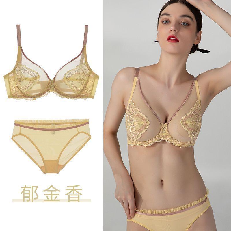 Summer underwear women's big breasts show small breasts, thin breathable collection, full cup collection, anti-sagging bra