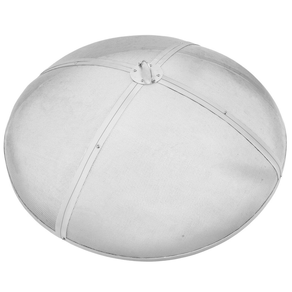 Fire Pit Spark Screen Round 40", Reinforced Heavy Duty Steel Metal Cover, Outdoor Firepit Lid, Easy-Opening Top Screen Covers Round with Ring Handle