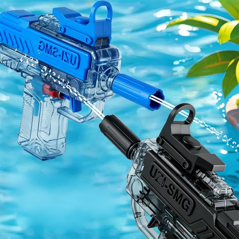 Прозрачный ручной водяной пистолет UZI, дальнобойный, высокое давление, бластер-брызгалка, легкое наполнение, летняя игрушка для водных сражений в бассейне и на пляже, подарок на вечеринку