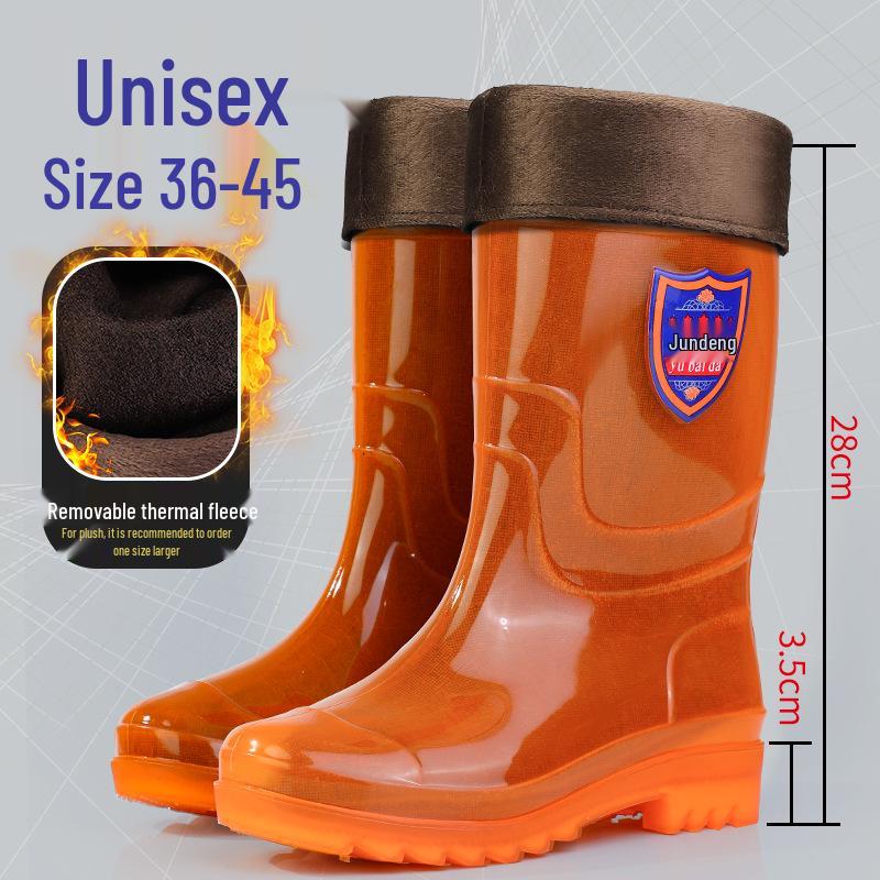 Мужские высокие резиновые дождевые ботинки песочного цвета, быстросохнущие - Водонепроницаемые, Нескользящие, Без сетки