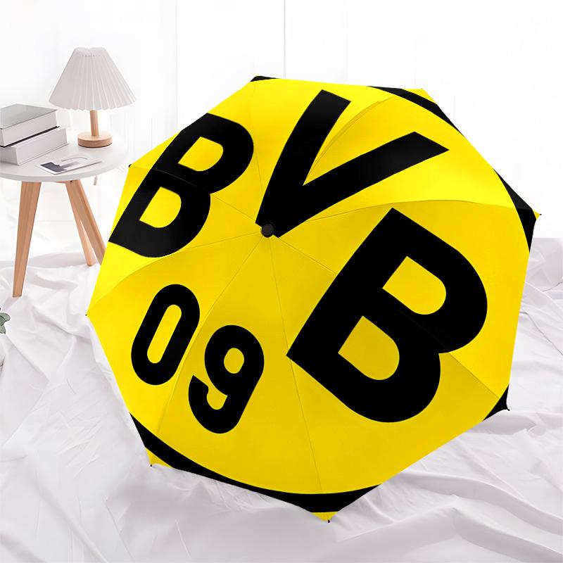 BVB, Логотип, Автоматическое Открытие и Закрытие, 8 Ребер Жесткости, Портативный Зонт, Подходит для Мужчин и Женщин, Все Сезоны, Идеальный Подарок на Холи