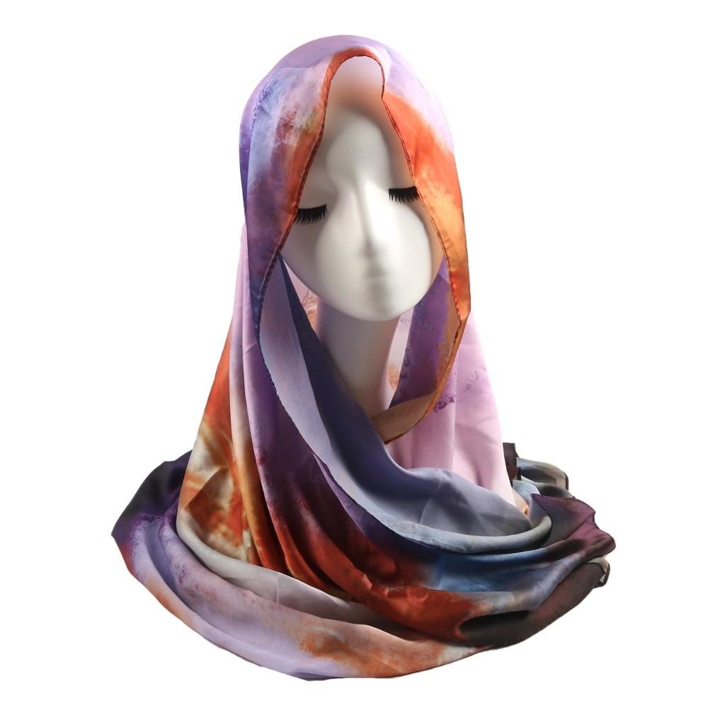 Breathable Satin Scarf Ombre Headscarf Fashion Print Bandana Head Wear