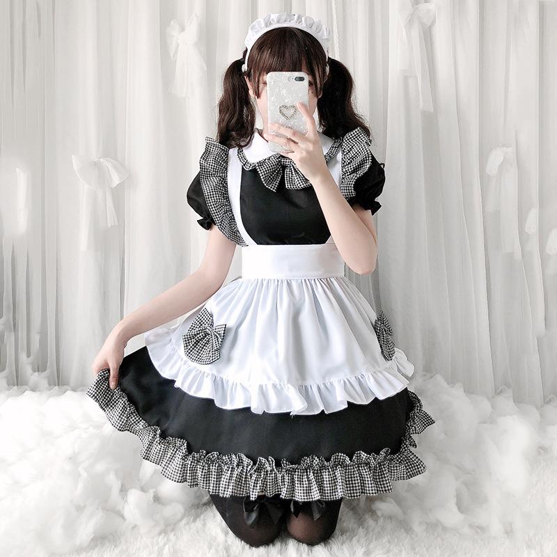J-yuefang Maid Costume Dress, Black and White, Japanese Anime Role Playing Outfit, Sizes S-XXL