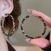 Серьги-гвоздики из серебряной иглы, из смолы и искусственной кожи с леопардовым принтом, геометрические, круглые, в виде цветка, осенне-зимние, нишевые, высокого класса, женские