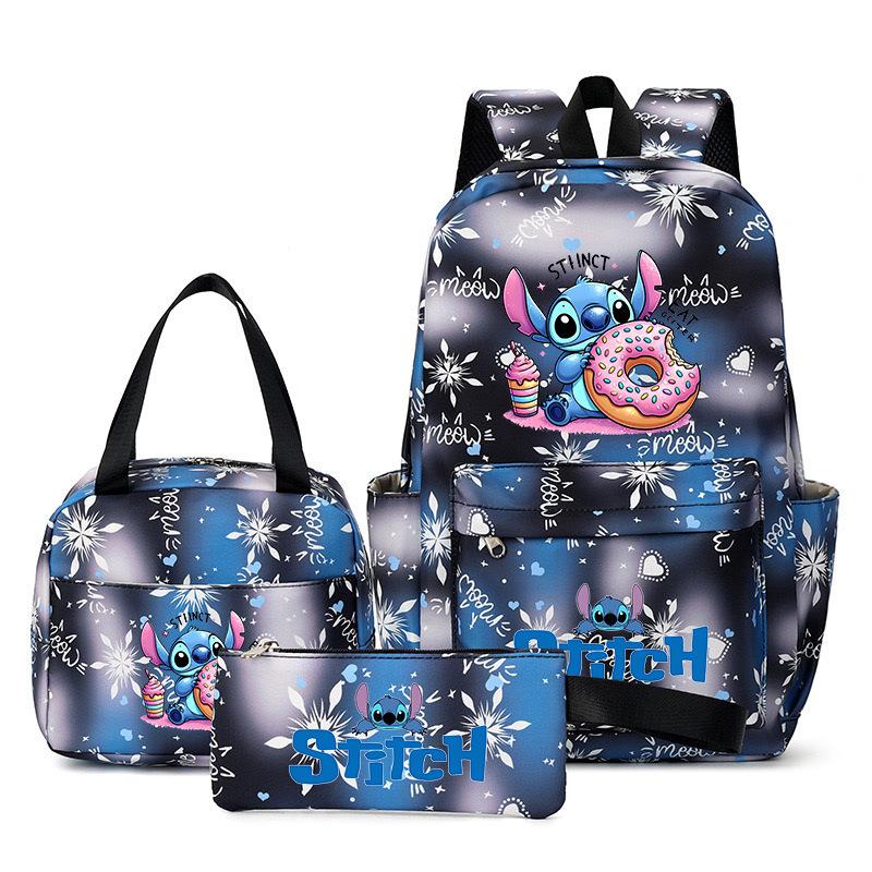Рюкзак из трех частей Stitch для студентов (мужчин и женщин), Рюкзак с мультяшным принтом для кампуса, Большая вместительная сумка для путешествий и активного отдыха