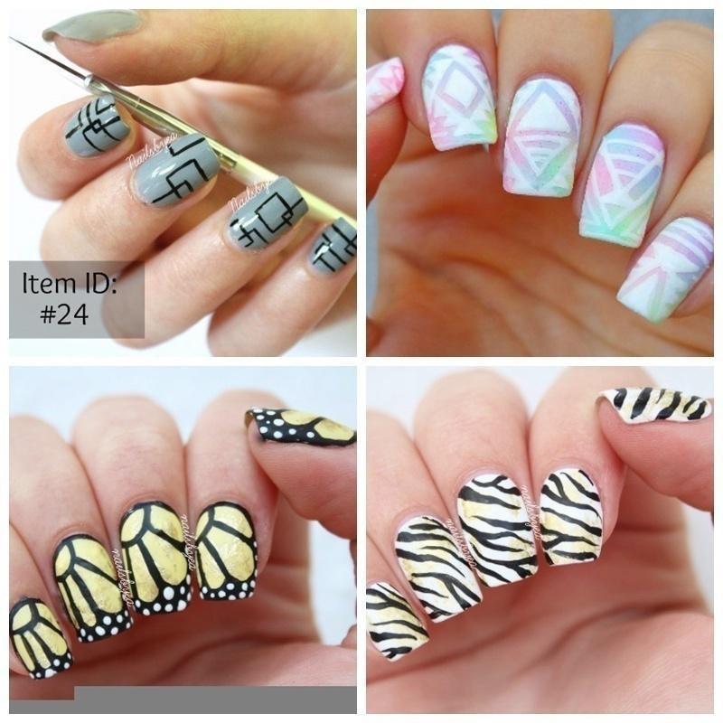 3 шт./компл., прозрачная ручка для дизайна ногтей, полосатая линия, кисть для рисования, акриловый узор, ручка для рисования своими руками, инструмент для маникюра