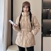 Winter Warm Quilted Down Cotton Coat Women Thickened Slim Fit Waist Belted Fashion Jacket