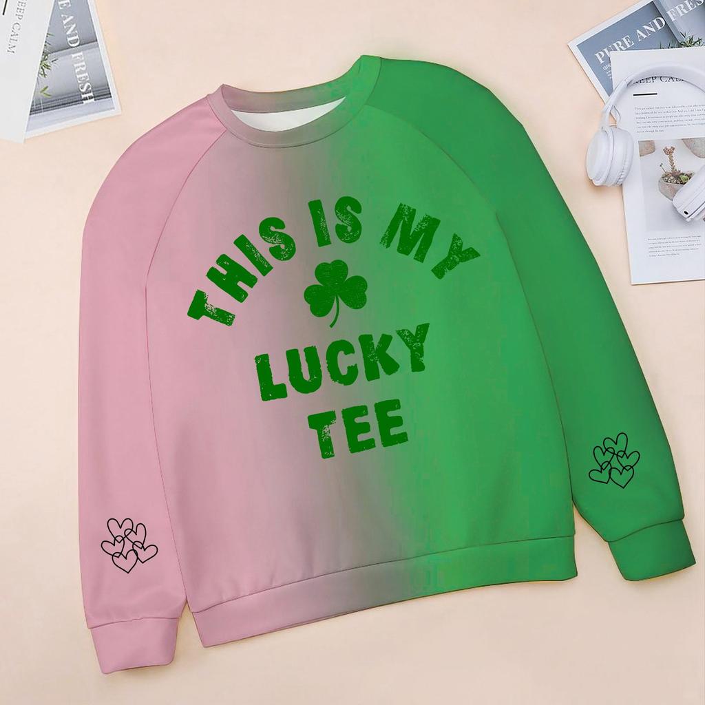 Kids Fashion Neck St. Patrick's Day Printed Casual Sweatshirt