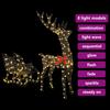 Reindeer Pulling Sleigh Warm White 70 x 26 x 129 cm Rattan