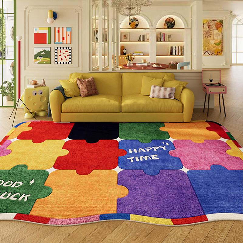 Dopamine Color Rugs for Bedroom Fluffy Soft Floor Mat Irregular Shape Living Room Decoration Large Carpet Thick Plush Study Rug