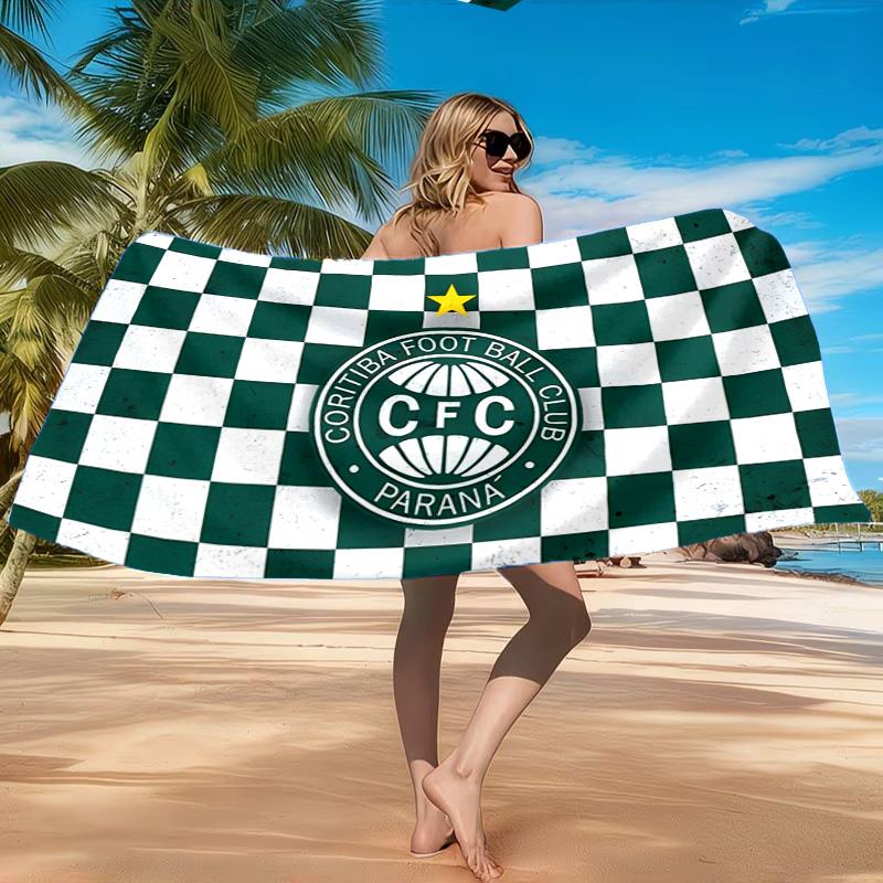 Green Football Club Emblem Printed Microfiber Beach Towel, Soft And Absorbent, Quick-Dry, Ideal for Summer Travel, Beach Essential, Swimming Pool