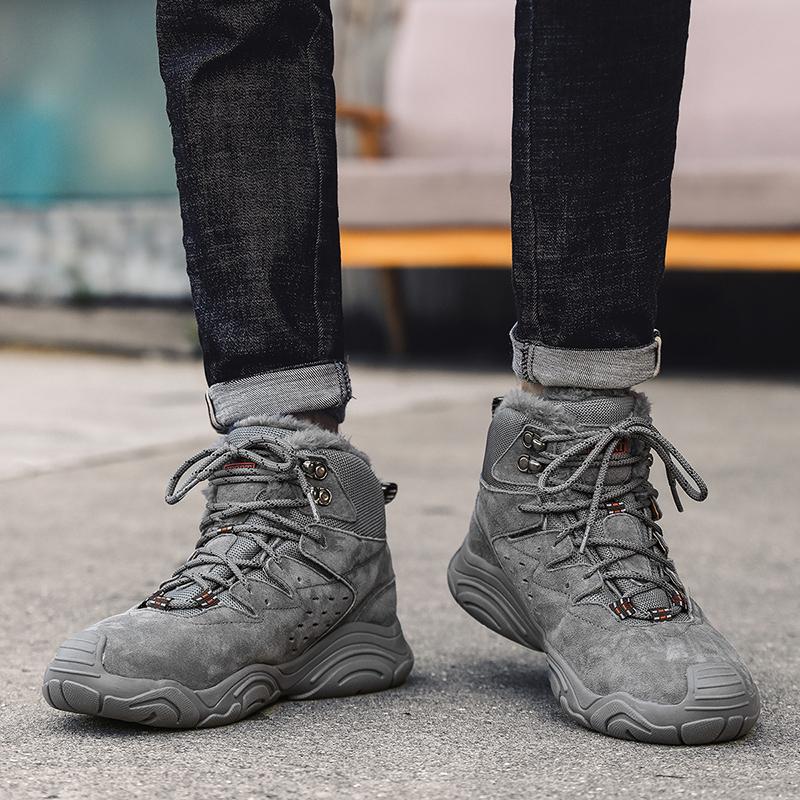 Fashion Men Winter Boots Plus Fur Cold-proof Warm High-top Cotton Shoes Daily Outdoor Warm Men Cotton Shoes Men's Snow Boots