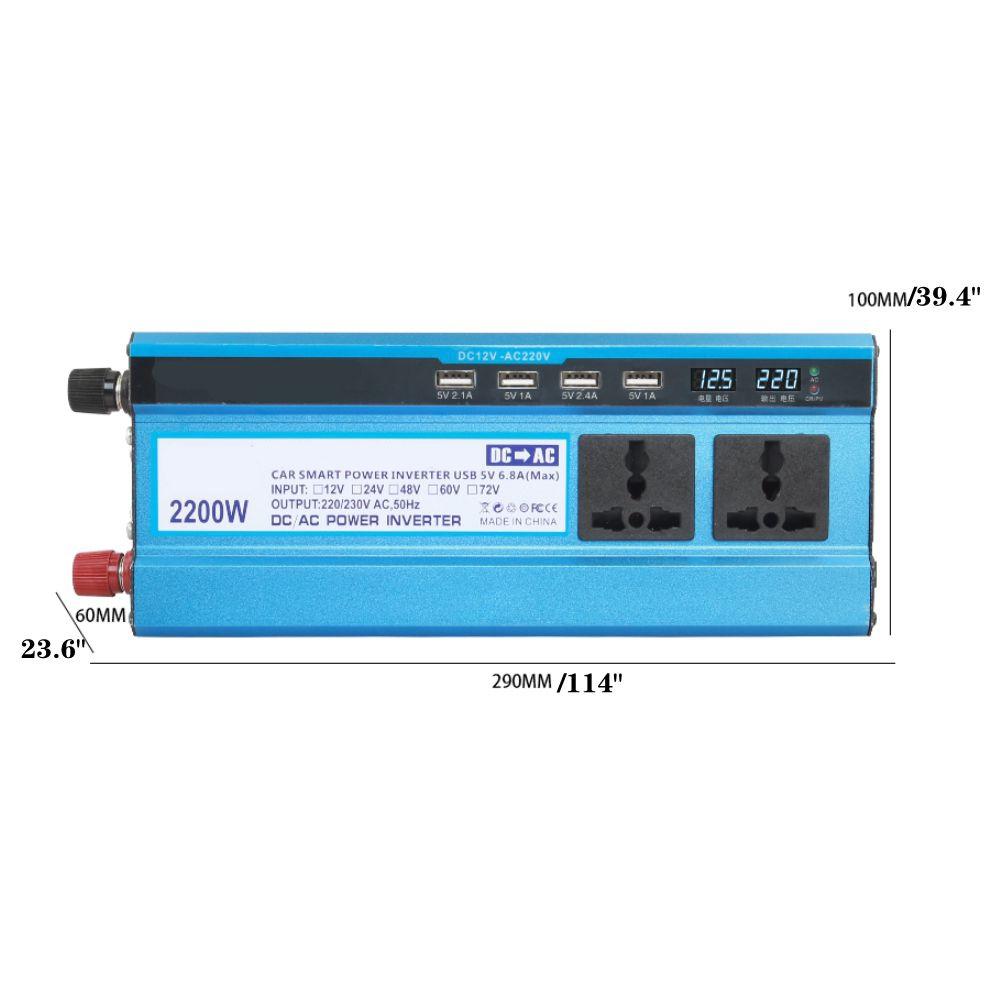 DC 2200/4000W 12/24V To AC 220V Voltage Transformer Adapter Charging Converter Car Inverters Modified Sine Wave Solar Power