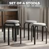 Stackable Stools Modern Cushioned Round Backless Stools Set of 4 Kitchen Dining Room Grey
