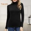 Женские топы с высоким воротником и длинным рукавом, облегающие топы-пуловеры, однотонные базовые водолазки, блузка на каждый день
