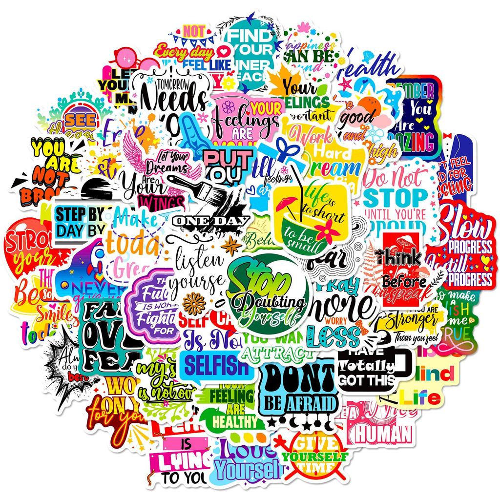 50 Pieces of Cheering English Stickers Encourage Text Stickers Learning Rewards DIY Suitcase Notebook Stickers New Products