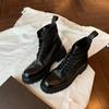 Autumn and Winter New Short Boots Washed Shrinkage Horse Leather Round Head British Style Lace-up Thick-soled Martin Boots Women