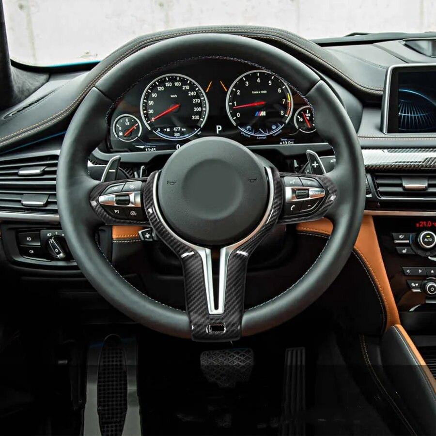 Carbon Fiber Style Car Steering Wheel Trim Cover Fit For BMW M2 M3 M4 M5 X5M F Steering Wheel Decor Accessories