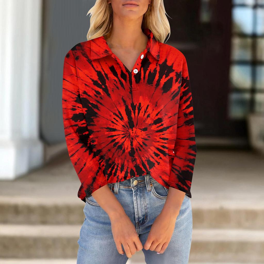 Женская футболка с рукавами семь четвертей, V-образным вырезом, застегивающаяся на пуговицы, с принтом свободного кроя на Хэллоуин