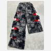 Womens Heavy Duty Double-layer Denim Pants 2026 Streetwear Straight Leg Jeans With Letter Color Change Detail