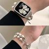 Luxury Metal Strap + Case For Apple Watch Series 9 8 7 6 5 SE 4 38/40/41/42/44/45mm Diamond Pearl Bracelet Band For iWatch UItra 2 49mm