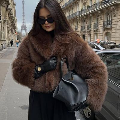 Женская короткая шуба из искусственного меха, уличная мода, шуба из лисьего меха, новинка, осень-зима, плюшевая женская