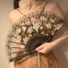Chinese Folding Fans Lace Hand Fan Lace Folding Fan With Tassel Wedding Cosplay Party Home Decorative Fan Po Props