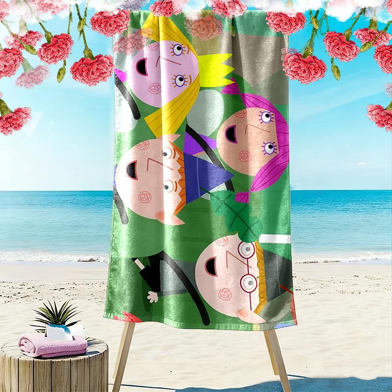Ben and Holly Print Beach Towel, Large Soft Quick Dry Towel for Beach Camping Swimming