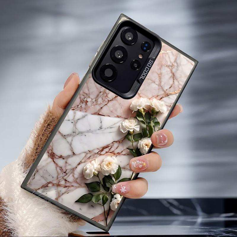 Цветочный Мраморный Чехол для Телефона для Samsung Galaxy S24Ultra S23 FE Note 20 Ultra S20 S21 S22 Plus S20fe S23Ultra 5G Силиконовый Мягкий