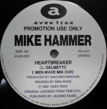 12-дюймовая пластинка MIKE HAMMER Heartbreaker Remix AVJS1021 avex trax 1992 Япония Танцевальная Электроника Б/у