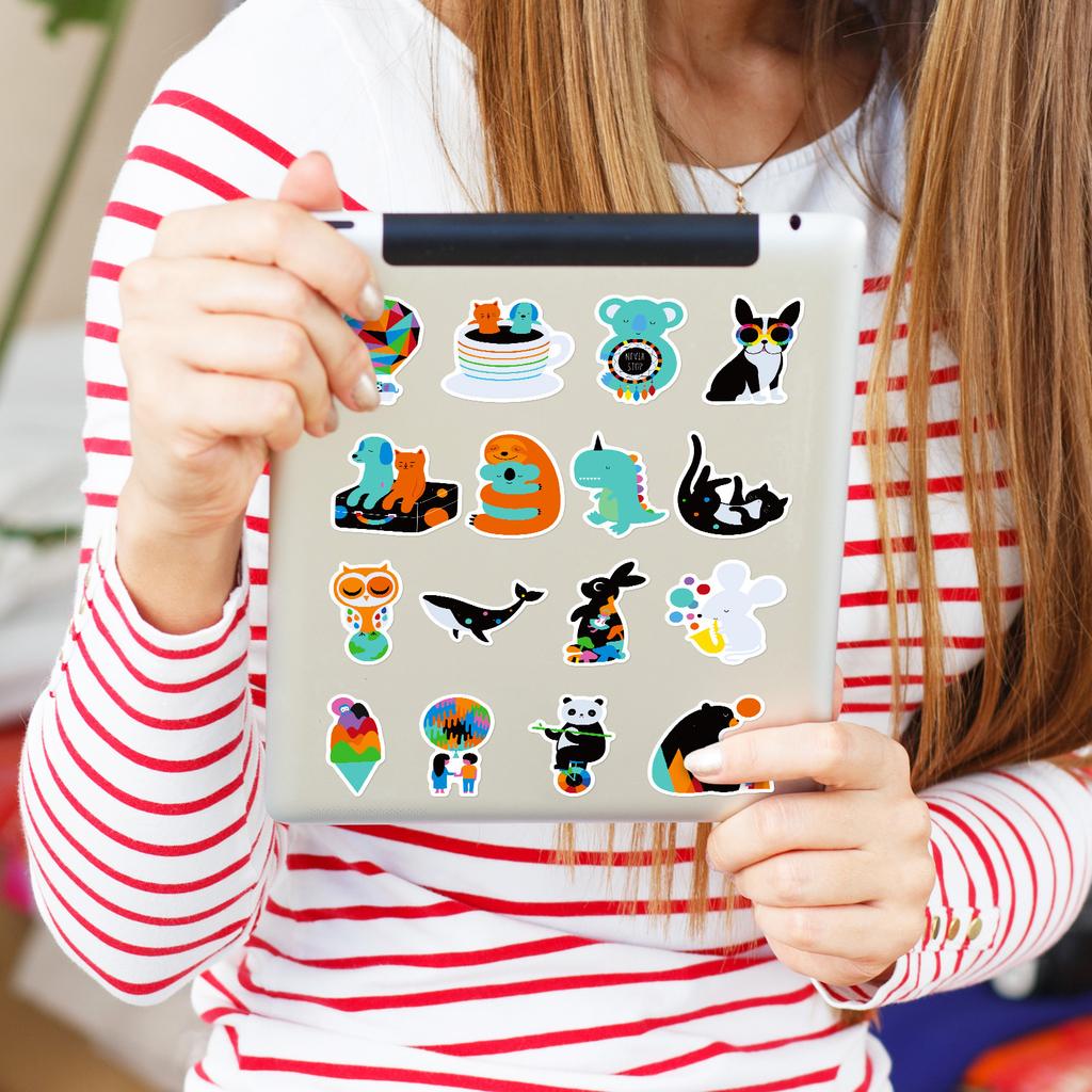 50 шт. Разноцветные наклейки с граффити животных, Милые мультяшные наклейки для ноутбука, Багажа и Декора