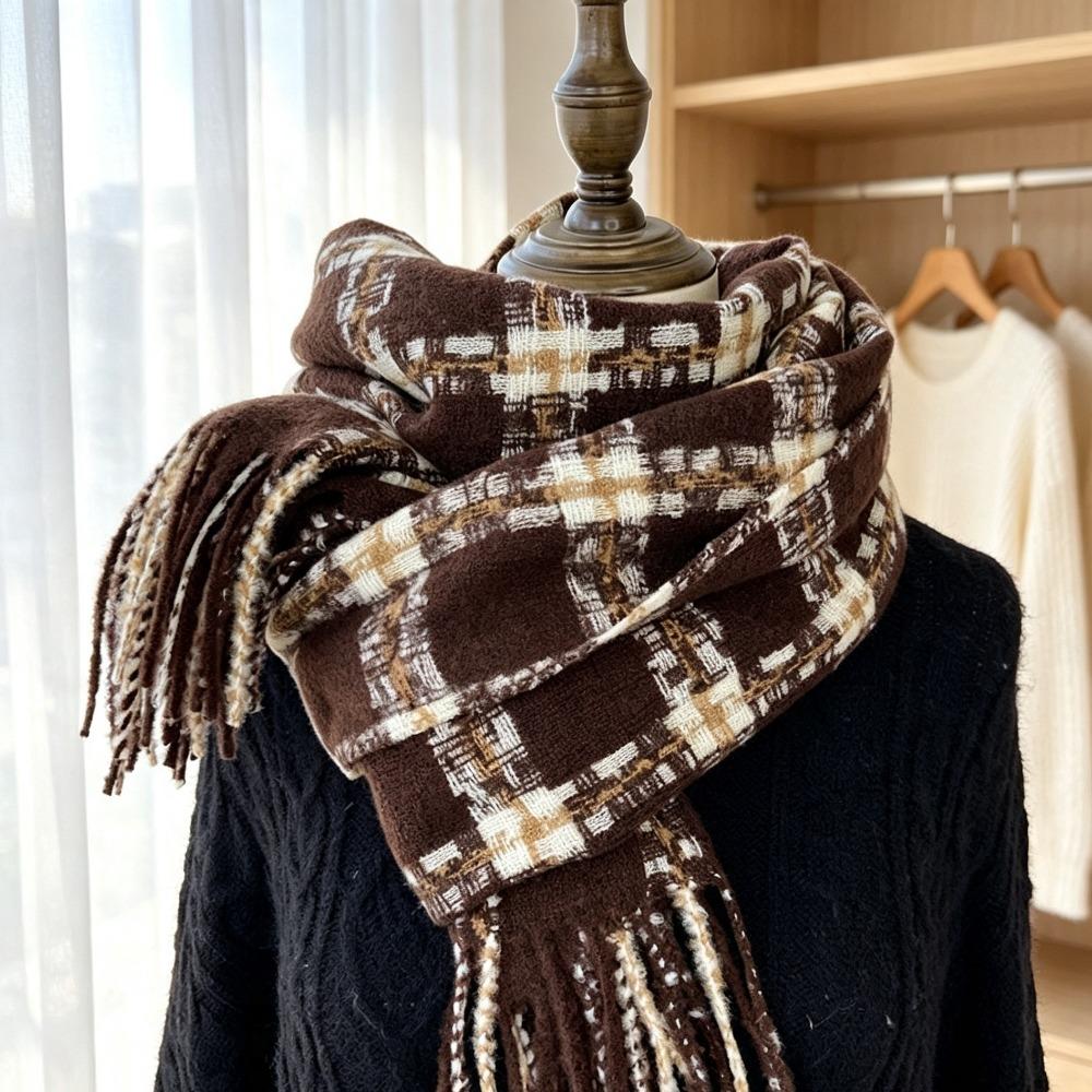 Plaid Pattern Neck Warmer Faux Cashmere Winter Scarf New Women's Scarf Fall Winter Wear
