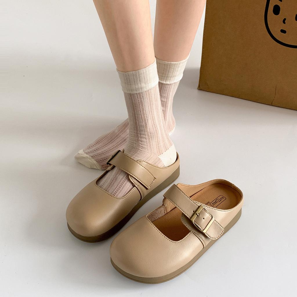 White Retro Bag Head Inner Height-increasing Slippers Women's Summer Outer Wear 2025 New Non-slip Light Mouth French Cool Slippers
