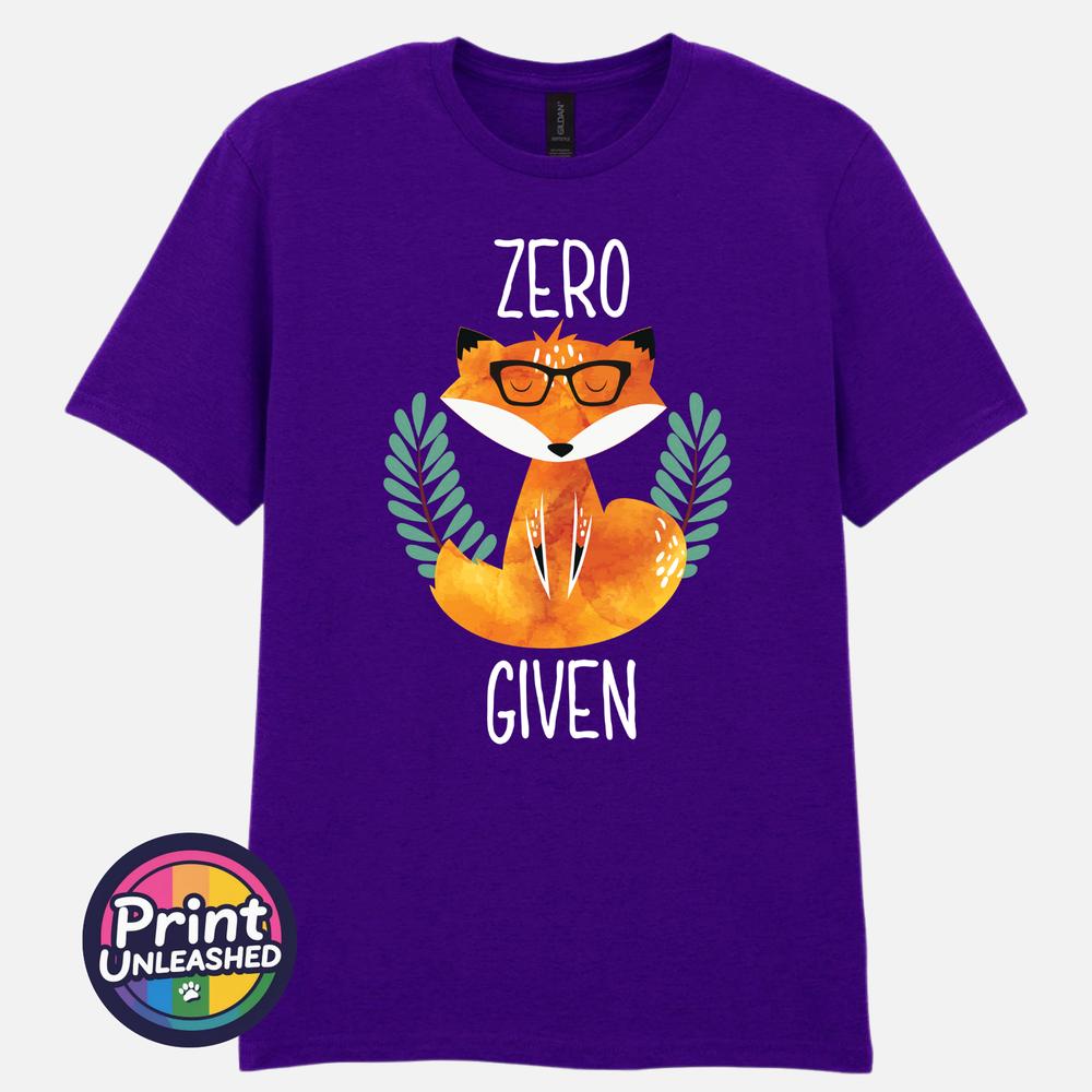 Zero Fox Given Graphic Tee Funny Printed Slogan TShirt Zen Fox Print Fun Gift