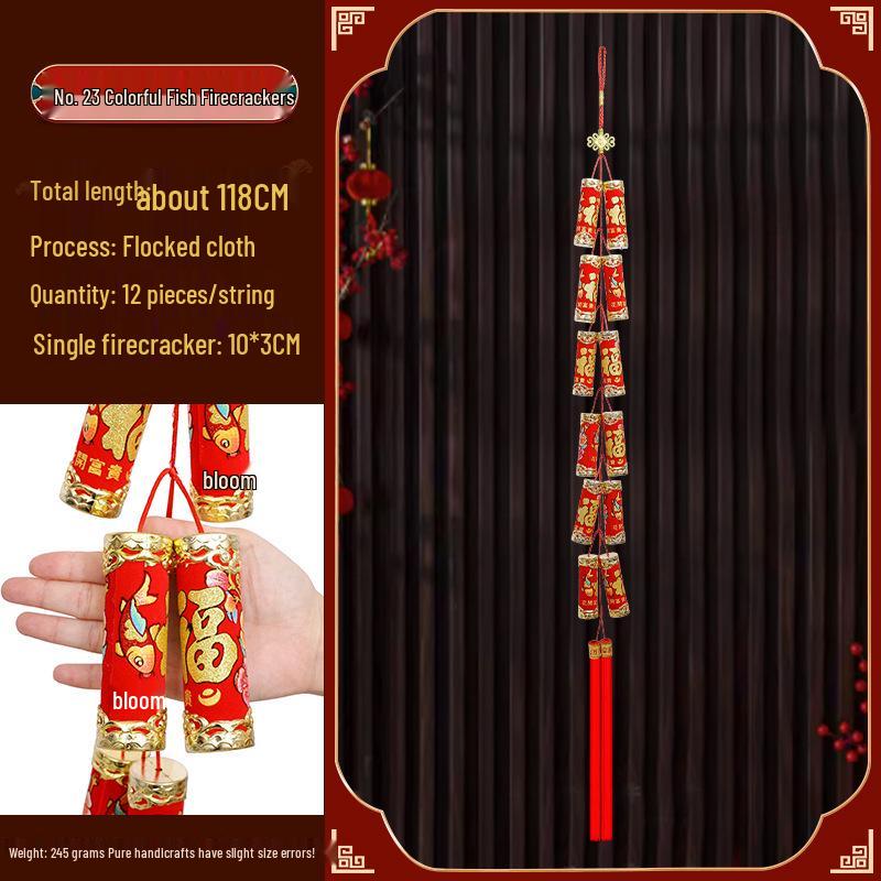 Новогодние украшения 2025 года - года Змеи: Подвески-мешочки с красным перцем чили «Фейерверк» на китайский Праздник весны