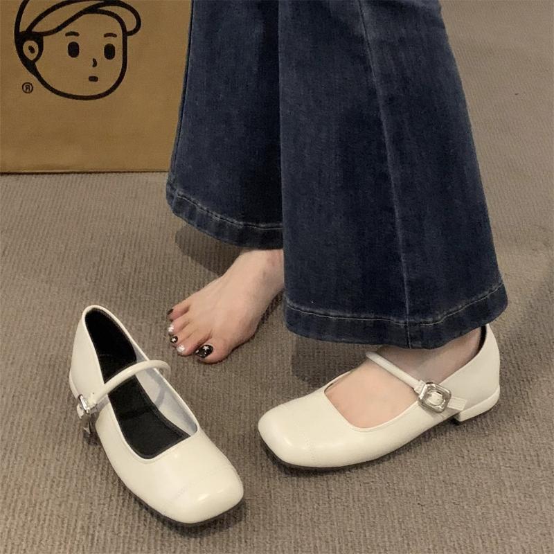 Silver Mary Jane Shoes for Women Spring New Flat Shoes Fashion Shallow Ladies Mary Jane Ballerinas Flat Heel Casual Ballet Shoes