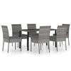 VidaXL Garden Dining Set 7 Pcs Woven Resin Grey