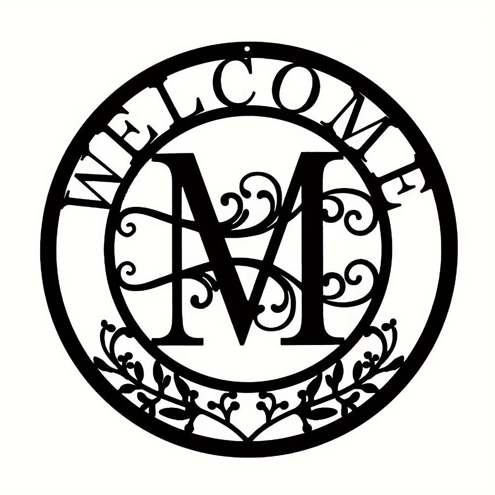 1 шт. Металлическая табличка с фамилией, Персонализированное искусство с фамилией семьи, Дизайн разделенной монограммы, Элегантный металлический настенный декор, Идеальный подарок на день рождения