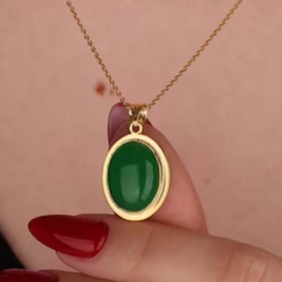 Ожерелье из зеленого оникса овальной формы, твердое серебро 925 пробы, ювелирные изделия ручной работы, эффектные ювелирные изделия, подарок для нее, свадебное ожерелье