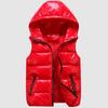Women Men Winter Bright Color Vest Coat Hooded Sleeveless Pockets Design Zipper Placket Down Padded Windbreaker Lightweight Windbreaker